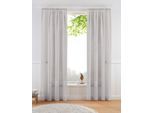 Gardine OTTO HOME "TENDER, 1 Stück, Kräuselband, transparent, Leinen Optik" Gr. 1, weiß (hellgrau), B:135cm H:145cm, Polyester, Gardinen, Gardine, Leinen Optik mit Struktur, monochrom, Bestseller