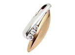Kettenanhänger JOBO "Anhänger 20 mm", roségold 375, weiß, Schmuckanhänger, Damen, Roségold 375 Weißgold 375, Roségold 375, Weißgold 375, Kettenanhänger, 9 Karat 375 Gold bicolor mit 3 Zirkonia