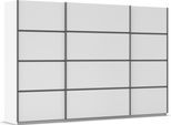 Kleiderschrank OTTO HOME "Mehrzweckschrank Aktenschrank Möbel Mietswohnung Schlafzimmer AVOLA", weiß (alpinweiß, leisten graumetallic), B:315cm H:210cm T:62cm, Holzwerkstoff, Schränke, Kleiderschrank, mit eleganten Zierleisten in Chrom, Schwarz oder Weiß MADE IN GERMANY