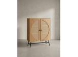 Sideboard – Eiche-Dekor/Rattan, 80x103x39 cm, 2 Türen, hoch