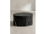 Couchtisch mit Hochglanz-Oberfläche, Marmor-Optik, Design rund, Schwarz 60x60x30 cm