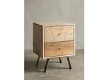Nachttisch – Mango Massivholz, 40x56x40 cm, hoch, 2 Schubladen, Landhausstil