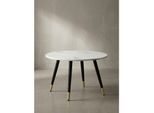 Couchtisch mit Marmor Optik, Modernes Design, Metall-Gestell, Runde Form, Weiß 60x60x41 cm