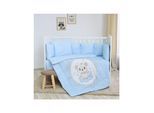 Lorelli Babybettwäsche-Set 5-tlg. Decke 140 x 95 cm Kissen 43 x 35 cm Nestchen blau Bär