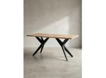 Esstisch Massivholz Metall Rechteckig Loft-Stil, Akazie 120x60x76 cm
