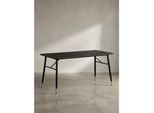 Esstisch Marmoroptik Metall Rechteckig Modern Klein, Schwarz 200x90x76 cm
