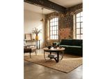 Couchtisch Schwarz Industrial Mango Massivholz Metall Rund 60x34x60 cm