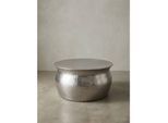Couchtisch aus Aluminium im orientalischen Stil mit flachem Hammerschlag-Design, Silbern 60x60x30 cm