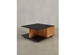 Couchtisch mit Rollen, 2 Schubladen und Fächern, Braun-Schwarz 70x70x36 cm
