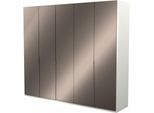 Kleiderschrank MUSTERRING "San Diego, Kleiderschrank, Schrank, Garderobe, mit Glastüren", weiß, B:250cm H:216cm T:58cm, Glas, Holzwerkstoff, Schränke, Kleiderschrank, 5-türig (gedämpft), 6 Böden, 3 Kleiderstangen, Chromgriffe