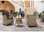 Balkonset DESTINY "LUNA MALAGA 2 Se + Kaffeetisch Ø 60x55cm natur meliert", beige (natur meliert, natur), B:60cm H:87cm T:71cm, Polyrattan, Sitzmöbel-Sets, Balkonset, Aluminium, Polyrattan