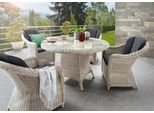 Garten-Essgruppe DESTINY "MALAGA LUNA 4 Se + Tisch Ø 100x75cm, vintage weiß", weiß (vintage weiß), Polyester, Aluminium, Polyester, Polyrattan, Sitzmöbel-Sets, Garten-Essgruppe, Aluminium, Polyrattan