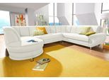 Wohnlandschaft TRENDMANUFAKTUR "Rondo, wahlweine mit Federkern, Breite 320cm, U-Form", weiß (altweiß), B:320cm H:85cm T:94cm, Softlux-Kunstleder;Primabelle-Microfaser;NaturLeder (handschuhweiches Rindsleder in Sitz und Rücken mit SOFTLUX-Kunstleder als Korpus-Bezug);Struktur (23% Polyacryl, 77% Polyester), Sofas, Wohnlandschaft, inkl.Federkern, ohne Bettfunktion