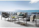 Gartenlounge-Set DESTINY "VERONA Sofa Set, Tisch 100x55 cm anthrazit, Polster anthrazit", grau (anthrazit), Aluminium, Glas, Polyester, Sitzmöbel-Sets, Gartenlounge-Set, Aluminium, Olefin-Rope