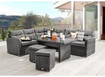 Gartenlounge-Set DESTINY "SANTA PONSA II Eckgruppe grau meliert, Tisch 140x80cm, Polster grau", grau (mix grau), B:206cm H:80cm, Obermaterial: 100% Polyester. Füllung: 50% Polyester, 50% Polyurethan, Sitzmöbel-Sets, Gartenlounge-Set, Aluminium, Polyrattan