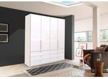 Falttürenschrank WIEMANN "Loft, Kleiderschrank, Schrank, Wäscheschrank, mit Glasfront", weiß (weiß, weiß glas), B:200cm H:216cm T:58cm, Schränke, Falttürenschrank, inkl. gepämpften Schubkästen und Türen, mit Panoramaöffnung