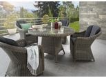 Garten-Essgruppe DESTINY "MALAGA LUNA 4 Se + Tisch Ø 100x75cm vintage grau", grau (vintage grau), Polyester, Aluminium, Polyester, Polyrattan, Sitzmöbel-Sets, Garten-Essgruppe, Aluminium, Polyrattan