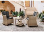 Balkonset DESTINY "LUNA MERANO 2 Se + Beistelltisch 46x46cm, natur meliert", beige (natur meliert, natur), B:60cm H:87cm T:71cm, Polyrattan, Sitzmöbel-Sets, Balkonset, Aluminium, Polyrattan