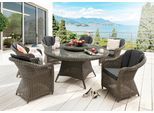 Garten-Essgruppe DESTINY "MALAGA LUNA 6 Se + Tisch Ø 150x75cm, vintage grau", grau (vintagegrau, grau, anthrazit), Obermaterial: 100% Polyester. Füllung: 100% Polyurethan, Sitzmöbel-Sets, Garten-Essgruppe, Aluminium, Polyrattan