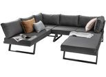 Gartenlounge-Set DESTINY "MANHATTAN Set, Tisch 70x70x30cm, anthrazit", grau (dunkelgrau, dunkelgrau, dunkelgrau), B:260cm T:190cm, Aluminium, PVC, Polyester, Sitzmöbel-Sets, Gartenlounge-Set, Aluminium, Textilene