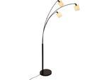 OTTO HOME Stehlampe "Avveline", schwarz (schwarz beige), 3, Ø 12cm H: 148cm, 1 Stk., Leuchten, Stehleuchte 3-flammig Leinenschirm 148 cm hoch Bogenlampe E14, Stehlampe