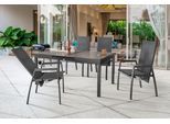 Garten-Essgruppe DESTINY "COSTA HL IMOLA 4 HL + Ausziehtisch 165/215x100cm", grau (anthrazit), Synchron-Auszug, Sitzmöbel-Sets, Garten-Essgruppe, Aluminium, Textilene, Polywood
