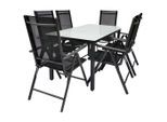 Gardenson , Anthrazit , Metall, Glas, Textil , rechteckig , Stühle klappbar , Gartenmöbel, Gartenmöbel-Sets, Gartengarnituren