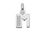 Namenskette ADELIA´S "Halskette - Namenskette mit Buchstabenanhänger M mit Zirkonia", silber, Halsketten, Damen, Silber 925 (Sterlingsilber), Schmuckset mit bis 45 cm stufenlos verstellbarer 925 Silber Halskette