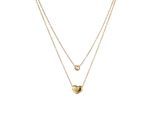 Kette mit Anhänger FIRETTI "Schmuck Geschenk Edelstahl Halsschmuck doppelreihig Layering Herz", gelbgoldfarben, kristallweiß, Halsketten, Damen, Edelstahl, L: 47 B: 1mm, mit Zirkonia (synth.), B:1mm