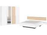 Schlafzimmer-Set RAUCH "Komplettzimmer Komplett Set Schrank 226 cm Bett 160/180 cm LAMELLA", weiß (alpinweiß, eiche artisan), PREMIUM + ohne Matratze, B/H: 160cm x 200cm, PREMIUM, Holzwerkstoff, Schlafzimmermöbel-Sets