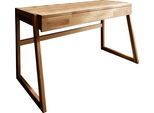 Laptoptisch HOME AFFAIRE "Dura - Holzschreibtisch aus Massivholz mit Soft-Close Schublade", braun (wildeiche), B:126cm H:77cm T:55cm, Tische, aus Massivholz, mit Soft-Close Funktion der Schubladen