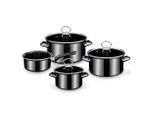 GSW , Schwarz Hochglanz , Metall , 16 cm , 1,5 l , kratzfest, hitzebeständige Griffe, hitzebeständig, geschmacksneutral, optimale Wärmeverteilung, leichte Reinigung, schadstofffrei gemäß EU-Standards,mit Dampfablass , Kochen & Essen, Töpfe, Kochtopfsets