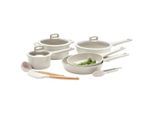 Homeware Profession. Kochtopfset, Klar, Beige, Holz, Metall, Kunststoff, Glas, 8-teilig, Buche, vollmassiv, 24 cm,16 cm, 4,1 L,1.5 L, rund, Lfgb, mit Silikonring, Kochen, Töpfe, Topfsets