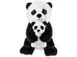 Kuscheltier HEUNEC "Misanimo, Panda mit Baby 25 cm", schwarz-weiß (schwarz, weiß), Plüschfiguren, KinderH:25cm, Polyester, Kuscheltier, H:25cm