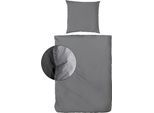 Bettwäsche PRIMERA "Renforce Stonewashed", grau (anthrazit), B/L: 240cm x 220cm, 1 Stk., 2 Stk., Renforcé, B/L: 80cm x 80cm & 80cm x 80cm, 3 Stk., Renforcé, Obermaterial: 100% Baumwolle, Bettwäsche, Bettwäsche, jedes Teil ein Unikat, gewaschene Used Optik