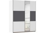 Kleiderschrank OTTO HOME "Mehrzweckschrank Aktenschrank Möbel Mietswohnung TOPSELLER ASTANA", weiß (alpinweiß, graumetallic), B:175cm H:210cm T:59cm, Holzwerkstoff, Schränke, Kleiderschrank, mit 3 Spiegelelementen, Metallgriffleisten alufarbig MADE IN GERMANY