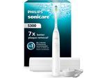 Elektrische Zahnbürste PHILIPS SONICARE "Series 5300", weiß, ElektrozahnbürstenB:17,1cm H:23,2cm T:6cm, Elektrische Zahnbürste, mit Andruckkontrolle, 2 Intensitätsstufen, inkl. Ladegerät, Reiseetui, B:17,1cm H:23,2cm T:6cm