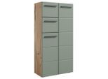Mid.you Midischrank , Eichefarben, Schilfgrün , Kunststoff , 3 Fächer , 2 Schublade(n) Schubladen , 60x120x31 cm , stehend , Badezimmer, Badmöbelsets & -serien, Badmöbelserien