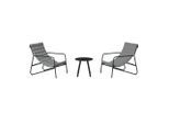 Ambia Garden Gartenmöbel-Set , Anthrazit, Grau , Metall, Textil , 3-teilig , 61x78.5x87.5 cm , geeignet für Balkon , Gartenmöbel, Gartengarnituren, Gartenmöbel-Sets