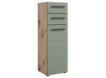 Mid.you Midischrank , Schilfgrün, Eichefarben , Kunststoff , 1 Fächer , 2 Schublade(n) Schubladen , 34x104x31 cm , stehend , Badezimmer, Badmöbelsets & -serien, Badmöbelserien