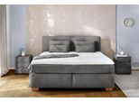 Boxspringbett JOCKENHÖFER GRUPPE "Ulla, Wende-Bonell-Federkernmatratze (H2/H3)", grau (mittelgrau 417, 39), B:169cm L:216cm, Bezug Bett: Chenille(100% Polyester);Topper und Matratzenspiegel: 100% Polyester, Komplettbetten, Boxspringbett, inklusive Topper und 4 Kissen, Bettbreite 160 cm oder 180 cm wählbar