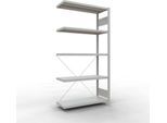 Schulte Lagertechnik Fachbodenregal Stecksystem MultiPlus250, Anbauregal, 5 Fachböden, Kreuzstrebe, B 1000 x T 400 x H 2000 mm, Lichtgrau RAL 7035
