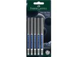 Faber-Castell Tintenroller Free Ink, Strichstärke 0,4 mm, Minen-Ø 0,7 mm, dokumentenecht, Recycling-Kunststoff/Metall, 5 Stück, diverse Schreibfarben