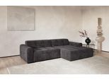Ecksofa COTTA "Sento L-Form, B:280 cm, Chenille-Struktur, XXL Recamiere B: 133cm", grau (schwarz), B:280cm H:76cm T:172cm, 96% POLYESTER (PES) 4% POLYAMID (PA), Sofas, Ecksofa, modernes cubisches Sofa, hochwertige Steppung, bequemer Sitzkomfort