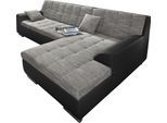 Ecksofa DOMO COLLECTION "TREVISO viele Bezüge, auch in Cord, L-Form, 267x178 cm", schwarz (schwarz, weiß), B:267cm H:83cm T:178cm, Kunstleder Softlux / Struktur (90% Polyester; 10% Polyacryl);Microfaser-Primabelle (100% Polyester) / Struktur (90% Polyester; 10% Polyacryl), Sofas, Ecksofa, wahlw. mit Bettfunktion, inkl. Zierkissen, Unser Dauertiefpreis