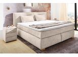 Boxspringbett JOCKENHÖFER GRUPPE "Valentina in der Breite 180cm, beige, extra dickes Kopfteil mit Keder", beige (beige 572, 17), B:204cm L:223cm, Bezug Bett: Grobstruktur (100% Polyester);Topper und Matratzenspiegel: 100% Polyester, Komplettbetten, Boxspringbett, 7-Zonen-TTFK-Matratzen, Visco-Topper, verschiedene Härtegrade wählbar