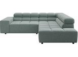 Ecksofa HOME AFFAIRE "Ancona, Ecksofa, incl. Kopfteilverstellung, Breite 249 cm, L-Form", grün (sage), B:249cm H:70cm T:215cm, 100% Polyester, Sofas, Ecksofa, wahlweise elektrische Sitztiefenverstellung