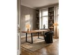 Schreibtisch Massivholz Baumkante Trapezgestell, Akazie 140x80x76 cm