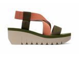 Fly London Dames YABI922FLY Groen Rose Goud Cupido Leren Sandalen Espadrille Platform Wedges