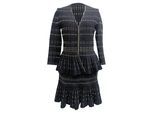 Alexander McQueen gestreept peplum vest en midi-rok set in zwarte viscose